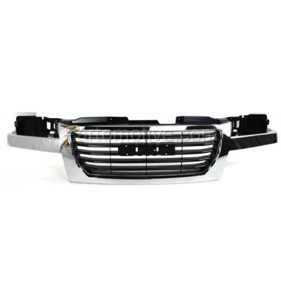 Aftermarket Replacement - LKQ-GM1200530OE 2004-2012 GMC Canyon Pickup Truck (2.8L 2.9L 3.5L 3.7L 5.3L Engine) Front Grille Assembly Chrome Shell & Black Insert Plastic without Emblem - Image 1