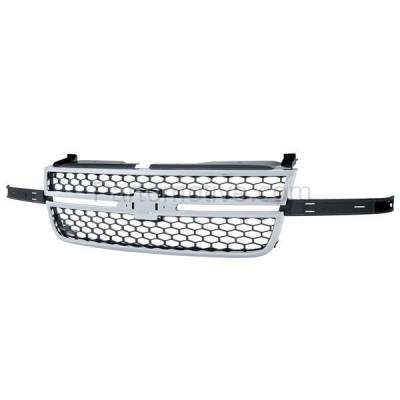Aftermarket Replacement - LKQ-GM1200546OE 2003-2007 Chevrolet Silverado Truck 1500 HD/2500 HD/3500 (Base, LS, LT, WT) Front Grille Assembly Chrome Shell & Gray Honeycomb Insert - Image 2