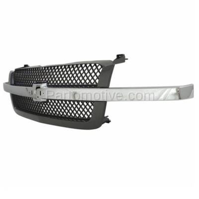Aftermarket Replacement - LKQ-GM1200489OE 2002-2006 Chevrolet Avalanche (without Cladding) & Silverado Truck Front Grille Assembly Primed Shell & Mesh Insert with Chrome Center Bar - Image 2