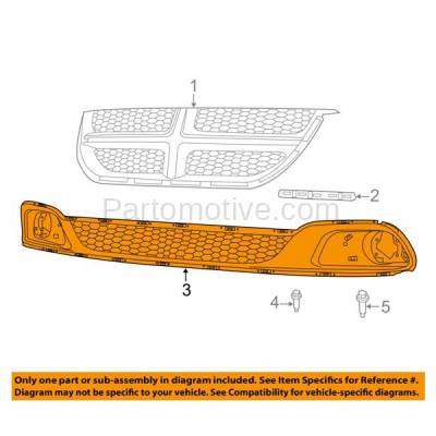 Aftermarket Replacement - LKQ-CH1036115OE 2011-2020 Dodge Grand Caravan & 2012-2015 Ram Cargo-Van Front Lower Bumper Cover Grille Assembly Textured Dark Gray Plastic - Image 3
