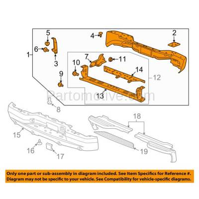 Aftermarket Replacement - LKQ-GM1106664OE 2000-2006 Cadillac Escalade & 2002-2013 Escalade EXT & 2007-2013 Chevrolet Avalanche Truck Rear Bumper Crossmember Reinforcement - Image 3