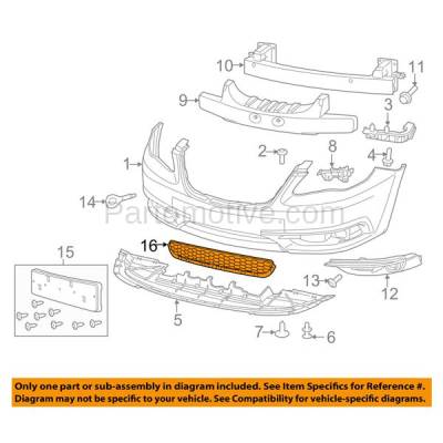 Aftermarket Replacement - LKQ-CH1036118OE 2011-2014 Chrysler 200 (Limited, LX, S, Touring) Front Center Lower Bumper Cover Grille Assembly Textured Black Shell & Insert Plastic - Image 3