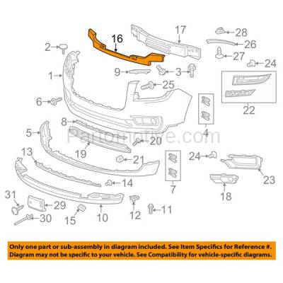 Aftermarket Replacement - LKQ-GM1070278OE 2013-2016 GMC Acadia & 2017 Acadia Limited (6Cyl, 3.6L Engine) Front Bumper Face Bar Impact Energy Absorber Foam Pad - Image 3