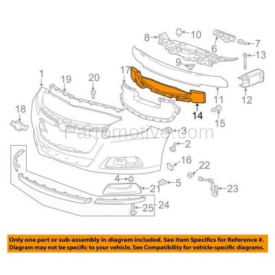 Aftermarket Replacement - LKQ-GM1070282OE 2014-2015 Chevrolet Malibu & 2016 Malibu Limited (4Cyl, 2.0L 2.4L 2.5L Engine) Front Bumper Face Bar Impact Energy Absorber Foam Pad - Image 3
