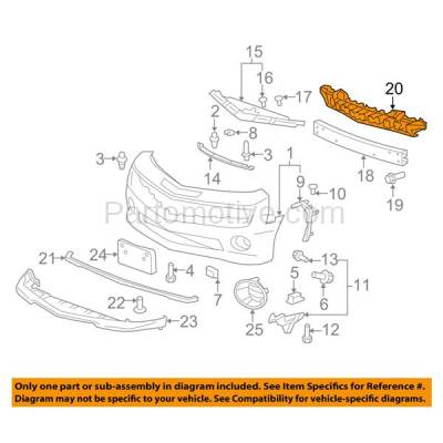 Aftermarket Replacement - LKQ-GM1070284OE 2014-2015 Chevrolet Camaro (excluding ZL1 Models) (Coupe & Convertible 2-Door) Front Bumper Face Bar Impact Energy Absorber Pad - Image 3