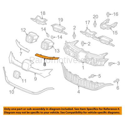 Aftermarket Replacement - GRT-1091R 2015-2016 Honda CR-V (2.4 Liter Engine) Front Upper Grille Trim Grill Molding Right Passenger Side Chrome Made of Plastic - Image 3