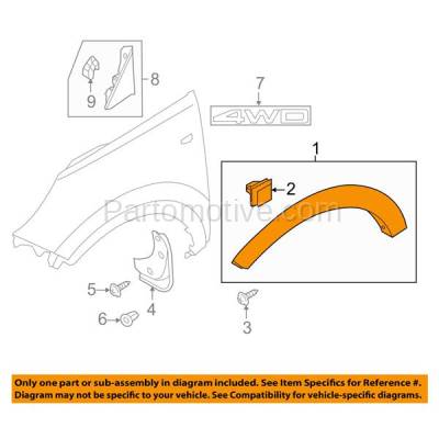 Aftermarket Replacement - FDF-1049LC CAPA 2011-2016 Kia Sportage (2.0L & 2.4L & 3.3L) Front Fender Flare Wheel Opening Molding Textured Black Plastic Left Driver Side - Image 3