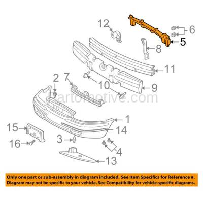 Aftermarket Replacement - BRF-1296FC CAPA 1997-2005 Buick Century & 1997-2004 Regal Front Upper Bumper Impact Face Bar Crossmember Reinforcement Primed Black Fiberglass - Image 3