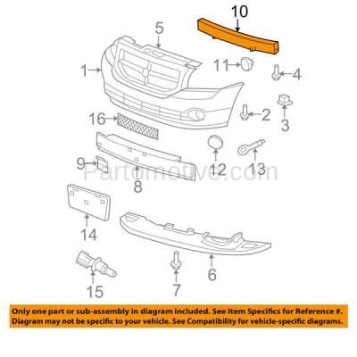 Aftermarket Replacement - BRF-1089FC CAPA 2007-2017 Jeep Patriot, Compass & 2007-2012 Dodge Caliber (Models with Tow Bracket) Front Bumper Crossmember Reinforcement Steel - Image 3