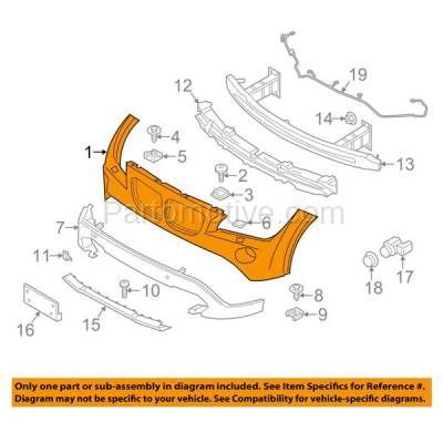 Aftermarket Replacement - BUC-3559FC CAPA 2013-2015 BMW X1 (without M Sport Package) Front Upper Bumper Cover Assembly (without Headlight Washer Holes) Primed Plastic - Image 3