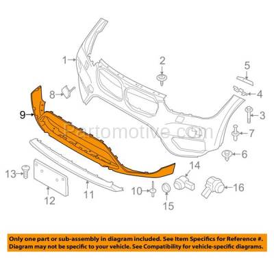 Aftermarket Replacement - BUC-3596FC CAPA 2016-2019 BMW X1 (without M Package) Front Bumper Cover Assembly (Park Assist Sensor Holes) (For Use with Skid Plates) Textured - Image 3