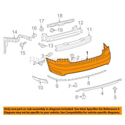 Aftermarket Replacement - BUC-4101RC CAPA 2016-2019 Volkswagen Passat Rear Bumper Cover Assembly (without Park Aid Sensor Holes) (with Reflector Lamp Holes) Primed Plastic - Image 3