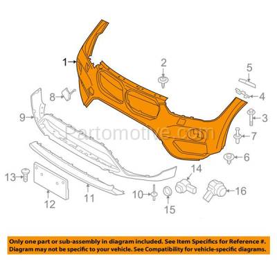 Aftermarket Replacement - BUC-3591FC CAPA 2016-2019 BMW X1 (without M Sport) Front Upper Bumper Cover Assembly (without Park Assist Sensor & Headlight Washer Holes) Primed - Image 3