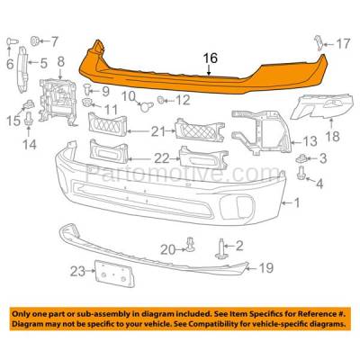 Aftermarket Replacement - BUC-3641FC CAPA 2013-2019 Dodge Ram 1500 Pickup Truck (Models with 2-Piece Bumper Type) Front Upper Bumper Cover Assembly Primed Plastic - Image 3