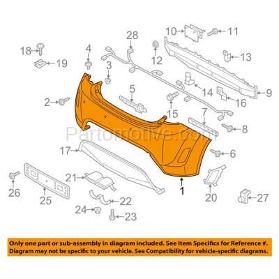 Aftermarket Replacement - BUC-3749RC CAPA 2012-2017 Hyundai Veloster (Non-Turbo) Rear Bumper Cover Assembly (with Rear Object Sensor Holes) Primed Plastic - Image 3