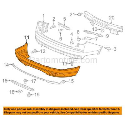 Aftermarket Replacement - BUC-3725RC CAPA 2016-2018 Honda Pilot (EX, EX-L, LX) (For Use without Chrome Strip) Rear Lower Bumper Cover Assembly Black Textured Plastic - Image 3