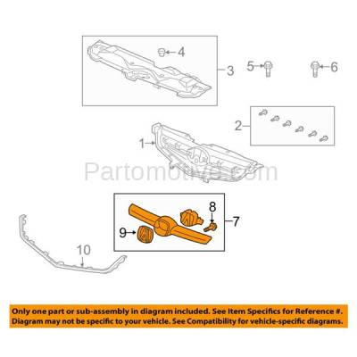 Aftermarket Replacement - GRT-1000 2004-2006 Acura TL (Base Model) 6Cyl, 3.2L Engine (Sedan 4-Door) Front Center Grille Trim Molding (without Emblem) Chrome Plastic - Image 3