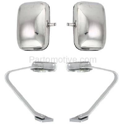 Aftermarket Replacement - MIR-1499L & MIR-1499R 1987-1991 Ford Bronco & F150 F250 F350 Pickup Truck Rear View Mirror Manual Folding Swing Lock Door Mount Chrome SET PAIR Left & Right Side - Image 2