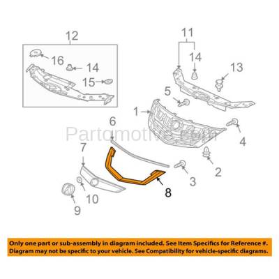 Aftermarket Replacement - GRT-1002 09-10 TSX 4DR Front Lower Grille Trim Grill Molding Silver AC1216100 71123TL2305 - Image 3