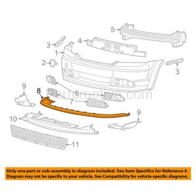 Aftermarket Replacement - VLC-1041FC CAPA 2009-2020 Dodge Journey (For Models without Fascia) Front Bumper Lower Spoiler Valance Air Deflector Apron Panel Primed Plastic - Image 3
