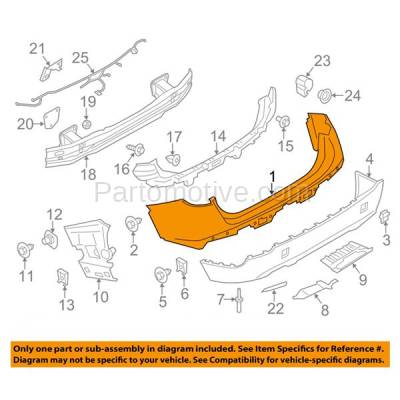 Aftermarket Replacement - BUC-3627RC CAPA 2012-2015 BMW X1 (From 07/2012 Production Date) (without M Sport Package) Rear Upper Bumper Cover Assembly Primed Plastic - Image 3