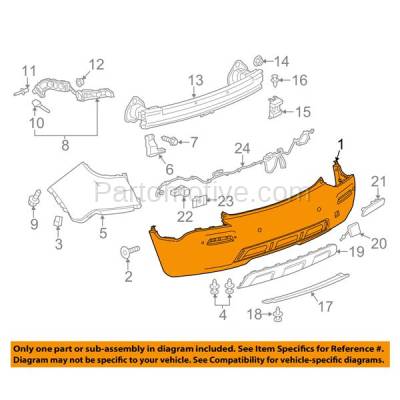 Aftermarket Replacement - BUC-3694RC CAPA 2013-2016 Chevrolet Trax 1.4L/1.8L Rear Bumper Cover Assembly (with Park Assist Sensor Holes) Textured Dark Gray Plastic - Image 3