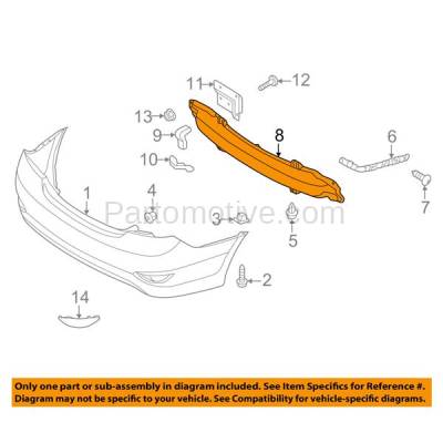 Aftermarket Replacement - BRF-1472RC CAPA 2012-2017 Hyundai Accent 1.6L (Sedan 4-Door) Rear Bumper Impact Face Bar Crossmember Beam Reinforcement Fiberglass - Image 3