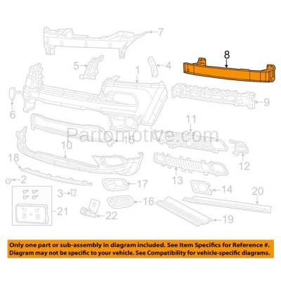 Aftermarket Replacement - BRF-1109FC CAPA 2014-2018 Jeep Grand Cherokee (Models with Adaptive Cruise Control & Tow Hook) Front Bumper Impact Bar Crossmember Reinforcement - Image 3