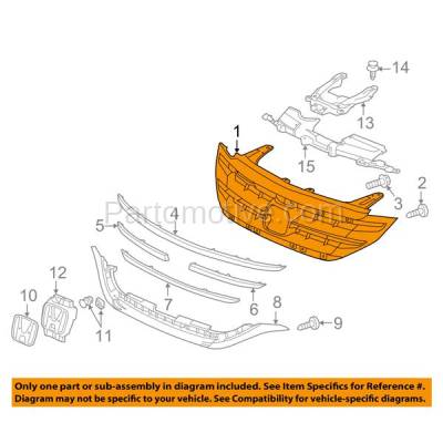 Aftermarket Replacement - GRL-1865C CAPA 2012-2014 Honda CR-V (USA & Mexico & Canada Built Models) Front Center Grille Assembly Painted Black Shell & Insert Plastic - Image 3