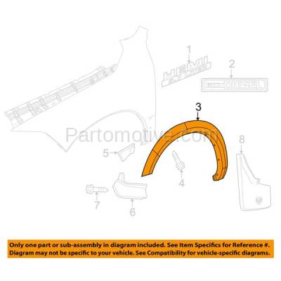 Aftermarket Replacement - FDF-1025LC CAPA 2011-2021 Dodge Ram 1500 Pickup Truck Front Fender Flare Wheel Opening Molding Arch Primed Paintable Plastic Left Driver Side - Image 3