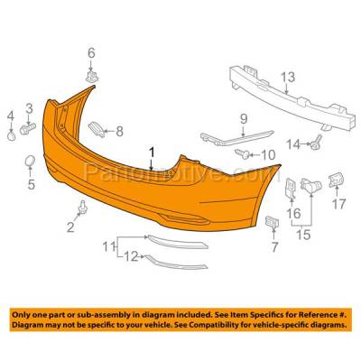 Aftermarket Replacement - BUC-3536RC CAPA 2015-2017 Acura TLX (with Advance & Elite Package) Rear Bumper Cover Assembly (with Park Sensor Holes) Primed Plastic - Image 3