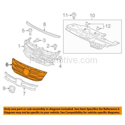 Aftermarket Replacement - GRL-1873C CAPA 2011-2013 Honda Odyssey (3.5 Liter V6 Engine) Front Center Face Bar Grille Assembly Textured Gray Plastic without Emblem - Image 3