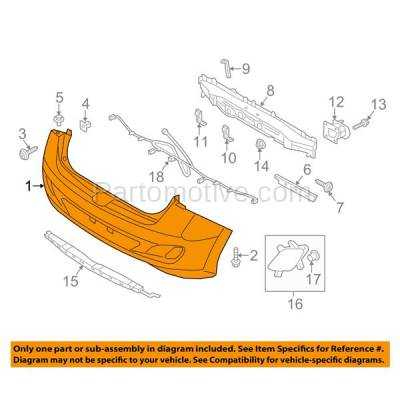 Aftermarket Replacement - BUC-3750RC CAPA 2013-2017 Hyundai Elantra GT (Base, GL, GLS, L, Limited, SE) Hatchback (1.8 & 2.0 Liter) Rear Bumper Cover Assembly Primed - Image 3