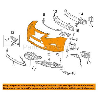 Aftermarket Replacement - BUC-3830FC CAPA 2016-2018 Lexus ES300h & ES350 (Japan Built) Front Bumper Cover Assembly (with Park Assist Sensor Holes) Primed Plastic - Image 3
