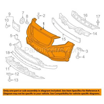 Aftermarket Replacement - BUC-3908FC CAPA 2015-2017 Mercedes-Benz GLA250 (without AMG Styling Package) Front Bumper Cover Assembly with Park Assist Sensor Holes - Image 3