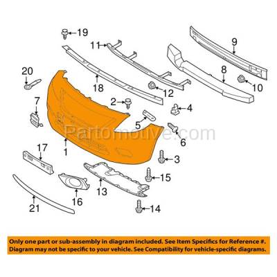 Aftermarket Replacement - BUC-3981FC CAPA 2015-2019 Nissan Versa Sedan (without Chrome Insert) Front Bumper Cover Assembly (with Fog Lamp Holes) Primed Plastic - Image 3