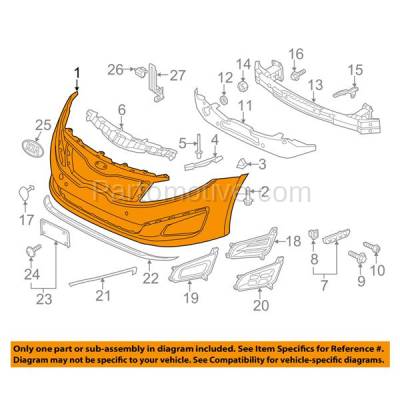 Aftermarket Replacement - BUC-3781FC CAPA 2014-2015 Kia Optima (excluding Hybrid) (Korea Built) Front Bumper Cover Assembly without Park Assist Sensor Holes Plastic - Image 3