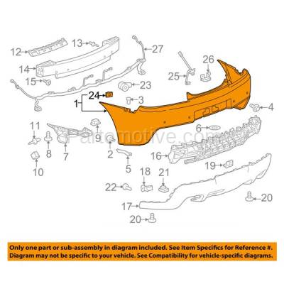 Aftermarket Replacement - BUC-3698RC CAPA 2014-2015 Chevrolet Camaro (LS, LT, SS, ZL1) Rear Upper Bumper Cover Assembly (with Park Assist Sensor Holes) Primed Plastic - Image 3