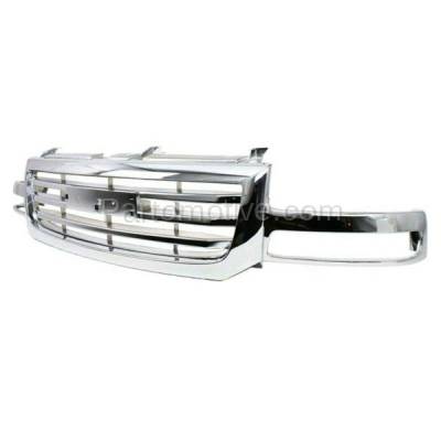 Aftermarket Replacement - GRL-1676P 2003-2007 GMC Sierra (1500, 1500HD, 2500) Truck Front Center Grille Assembly Chrome Shell & Insert Plastic without Emblem - Image 2