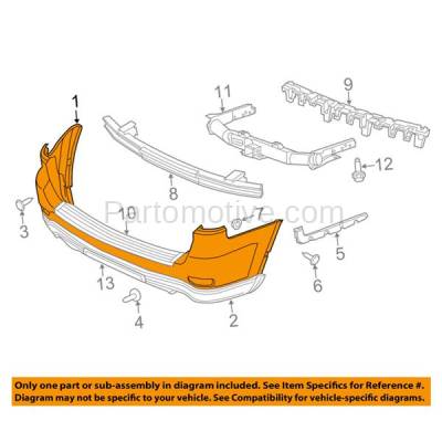Aftermarket Replacement - BUC-3648RC CAPA 2014 2015 Dodge Durango Rear Upper Bumper Cover Assembly Primed (with Park Assist Sensor Holes) with Blind Spot Sensor Type - Image 3