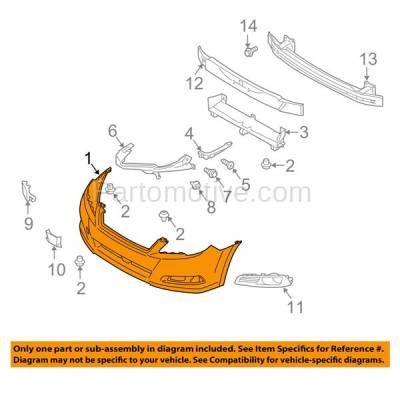 Aftermarket Replacement - BUC-4019FC CAPA 2013-2014 Subaru Legacy (Sedan 4-Door) (2.5 & 3.6 Liter Engine) Front Bumper Cover Assembly with Tow Hook Hole Primed Plastic - Image 3