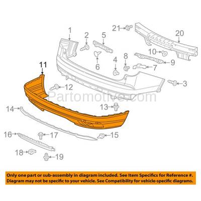 Aftermarket Replacement - BUC-3726RC CAPA 2016-2018 Honda Pilot (Elite, Touring) 3.5L (For Use with Chrome Strip) Rear Bumper Cover Assembly with Park Assist Sensor Holes - Image 3