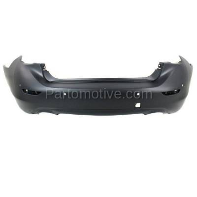 Aftermarket Replacement - BUC-3776RC CAPA 2014-2017 Infiniti Q50 Rear Bumper Cover Assembly (with Object Sensor Holes) with Tow Hook & Dual Exhaust Holes Primed Plastic - Image 1