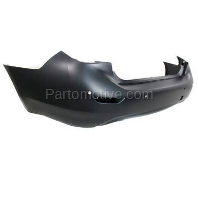 Aftermarket Replacement - BUC-3776RC CAPA 2014-2017 Infiniti Q50 Rear Bumper Cover Assembly (with Object Sensor Holes) with Tow Hook & Dual Exhaust Holes Primed Plastic - Image 2