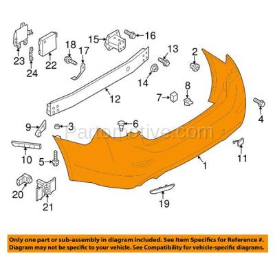Aftermarket Replacement - BUC-3776RC CAPA 2014-2017 Infiniti Q50 Rear Bumper Cover Assembly (with Object Sensor Holes) with Tow Hook & Dual Exhaust Holes Primed Plastic - Image 3