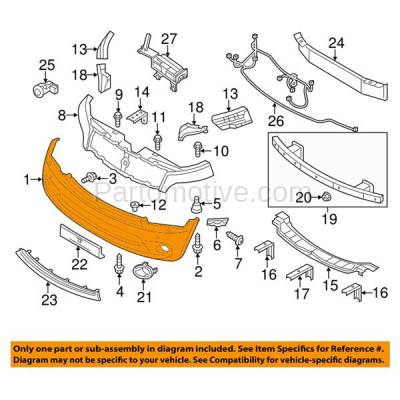 Aftermarket Replacement - BUC-3769FC CAPA 2013 Infiniti QX56 & 2014 QX80 (with Premium Package) Front Bumper Cover Assembly with Park Sensor & Headlamp Washer Holes - Image 3
