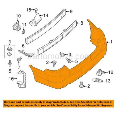 Aftermarket Replacement - BUC-3997RC CAPA 2016-2018 Nissan Altima Rear Bumper Cover Assembly (without Park Assist Sensor Holes) Primed Top Textured Bottom Plastic - Image 3