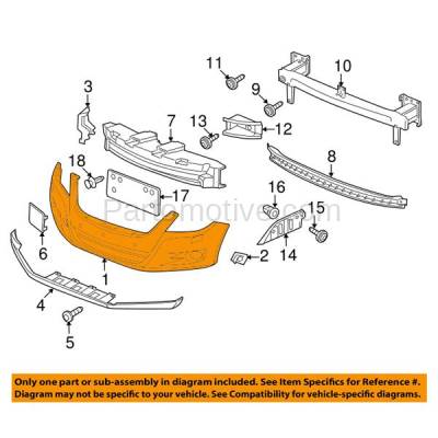 Aftermarket Replacement - BUC-4082FC CAPA 2009-2011 Volkswagen VW Tiguan (Standard Type) Front Bumper Cover Assembly (without Headlight Washer Holes) Primed Plastic - Image 3