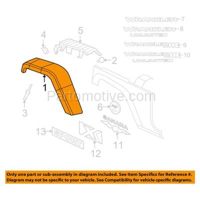 Aftermarket Replacement - FDF-1015LC CAPA 2007-2018 Jeep Wrangler (3.6L & 3.8L Engine) Front Fender Flare Wheel Opening Molding Trim Black Plastic Left Driver Side - Image 3