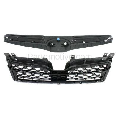 Aftermarket Replacement - GRL-2345 & GRL-2346 2014-2016 Subaru Forester (2.5 Liter H4 Engine) 2-Piece Set Front Radiator Grille Assembly Dark Gray Shell Insert with Chrome Molding - Image 3